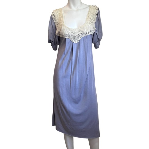 Rachel Pally Light Purple Short Sleeve Lace Trim Bodice Shift Modal Dress sz M - Picture 1 of 9